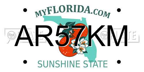 AR57KM Florida License Plate
