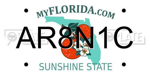 AR8N1C Florida License Plate