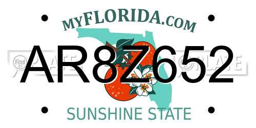AR8Z652 Florida License Plate