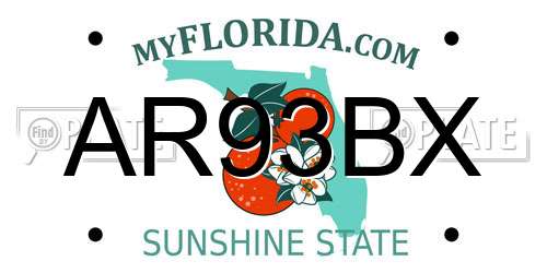 AR93BX Florida License Plate