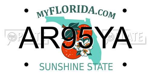 AR95YA Florida License Plate
