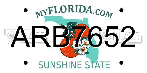 ARB7652 Florida License Plate