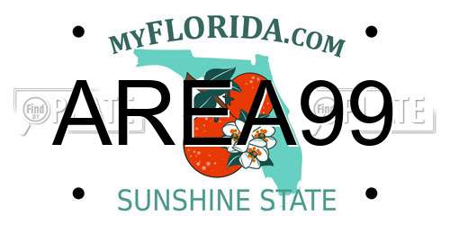 AREA99 Florida License Plate