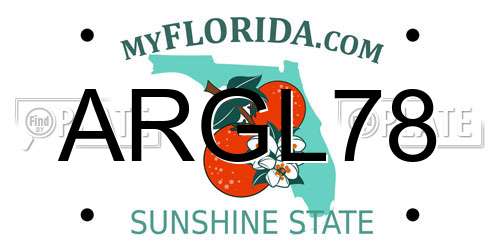 ARGL78 Florida License Plate