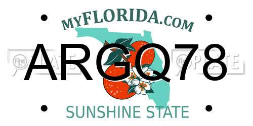 ARGQ78 Florida License Plate