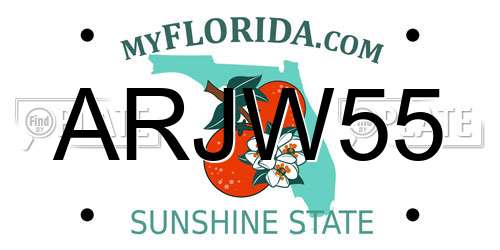 ARJW55 Florida License Plate