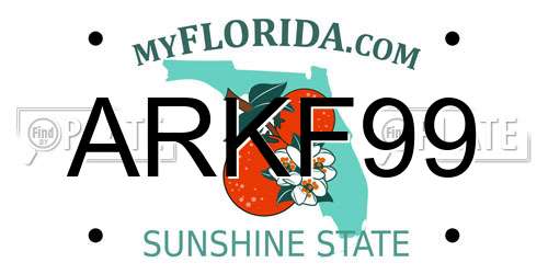 ARKF99 Florida License Plate