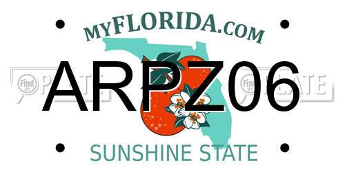 ARPZ06 Florida License Plate