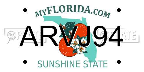 ARVJ94 Florida License Plate