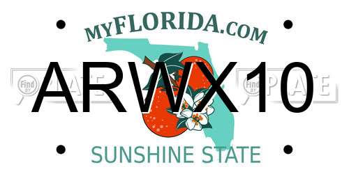 ARWX10 Florida License Plate