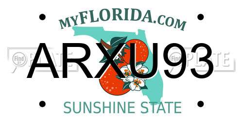 ARXU93 Florida License Plate