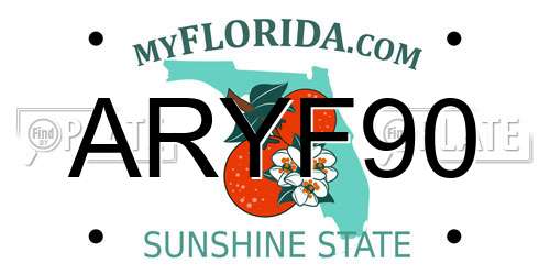 ARYF90 Florida License Plate