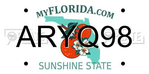 ARYQ98 Florida License Plate
