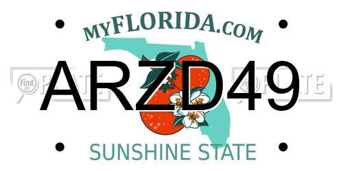 ARZD49 Florida License Plate