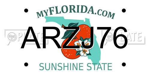 ARZJ76 Florida License Plate