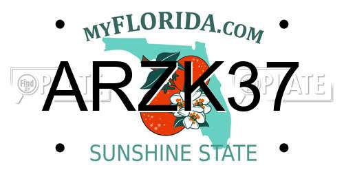 ARZK37 Florida License Plate