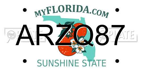 ARZQ87 Florida License Plate