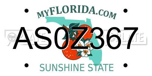 AS0Z367 Florida License Plate