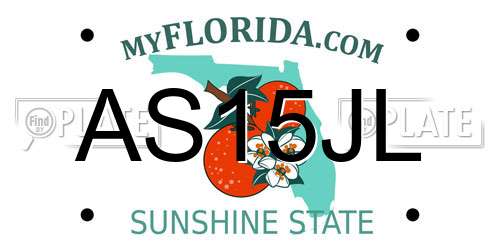 AS15JL Florida License Plate