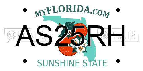 AS25RH Florida License Plate