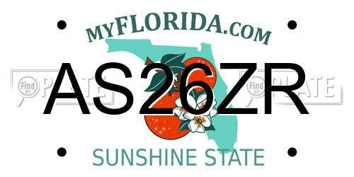 AS26ZR Florida License Plate