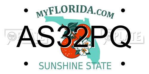 AS32PQ Florida License Plate