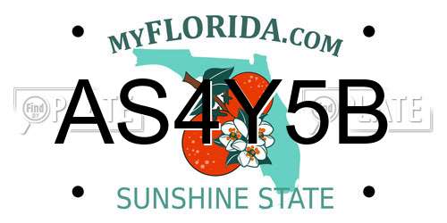 AS4Y5B Florida License Plate