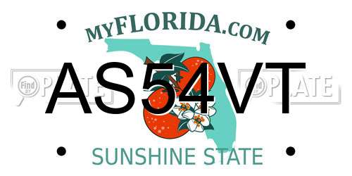 AS54VT Florida License Plate
