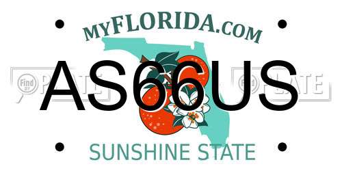 AS66US Florida License Plate