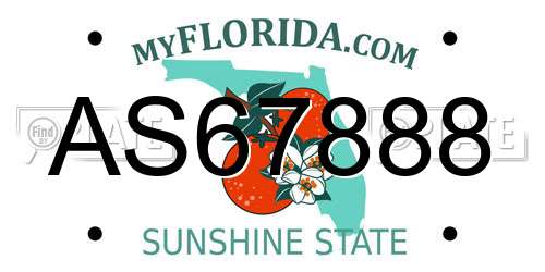 AS67888 Florida License Plate