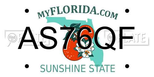AS76QF Florida License Plate