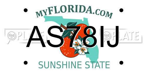 AS78IJ Florida License Plate
