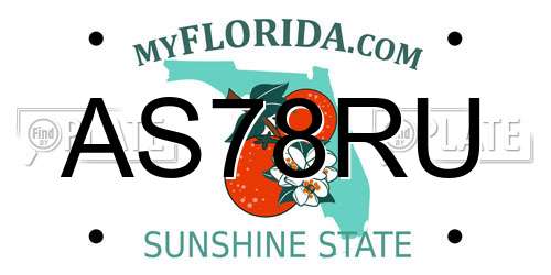 AS78RU Florida License Plate