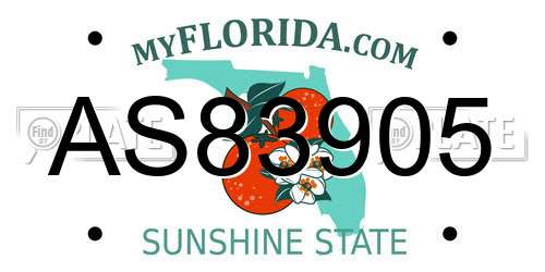 AS83905 Florida License Plate