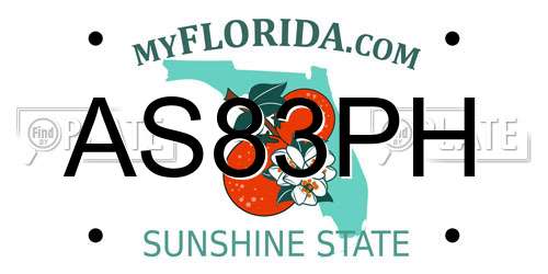 AS83PH Florida License Plate