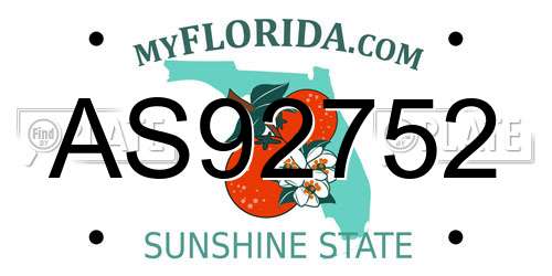 AS92752 Florida License Plate