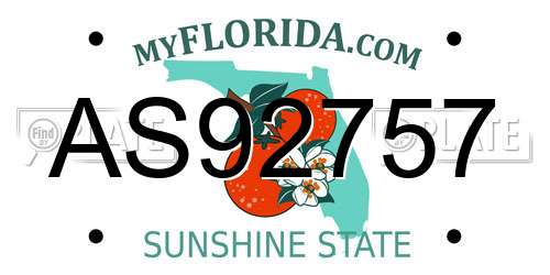 AS92757 Florida License Plate