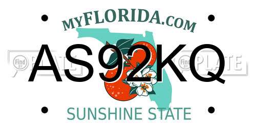 AS92KQ Florida License Plate