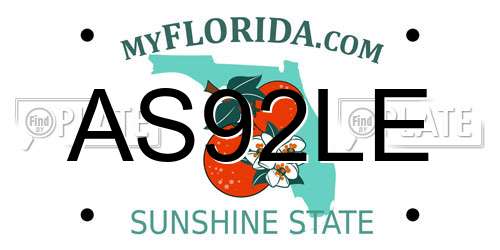 AS92LE Florida License Plate
