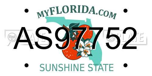 AS97752 Florida License Plate