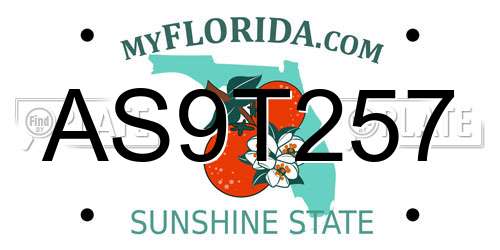 AS9T257 Florida License Plate