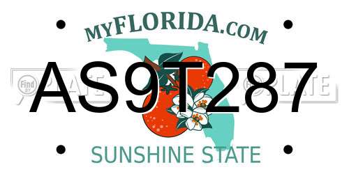 AS9T287 Florida License Plate