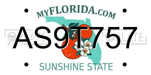 AS9T757 Florida License Plate