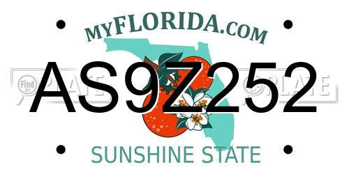 AS9Z252 Florida License Plate