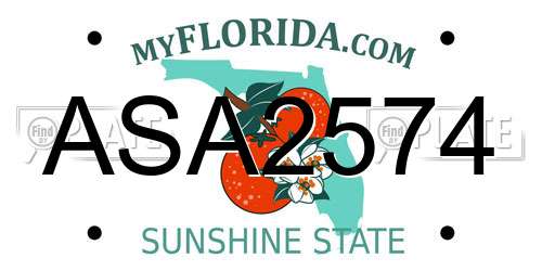 ASA2574 Florida License Plate