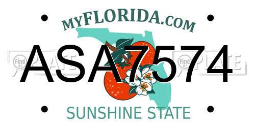 ASA7574 Florida License Plate