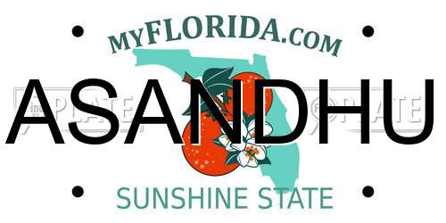 ASANDHU Florida License Plate