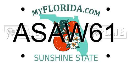 ASAW61 Florida License Plate