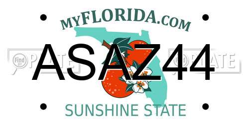 ASAZ44 Florida License Plate