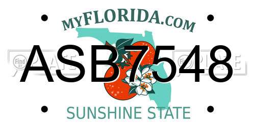 ASB7548 Florida License Plate